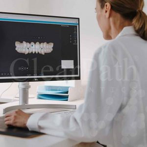 A ClearPath Ortho tech designing a clear aligners tray